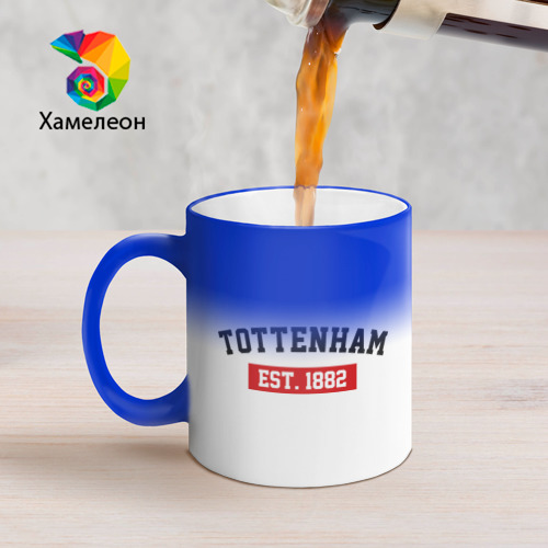 Кружка хамелеон FC Tottenham Est. 1882, цвет белый + синий - фото 5