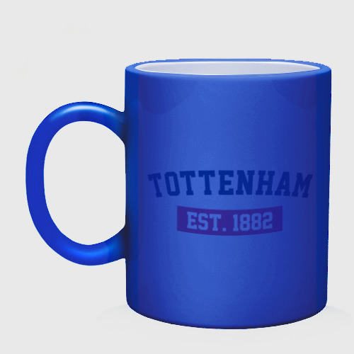 Кружка хамелеон FC Tottenham Est. 1882, цвет белый + синий - фото 3