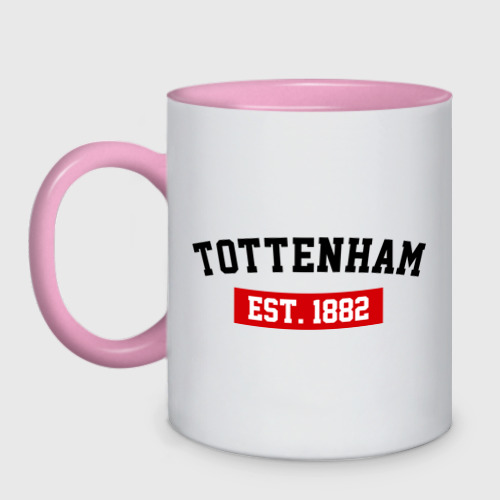Кружка двухцветная FC Tottenham Est. 1882, цвет белый + розовый