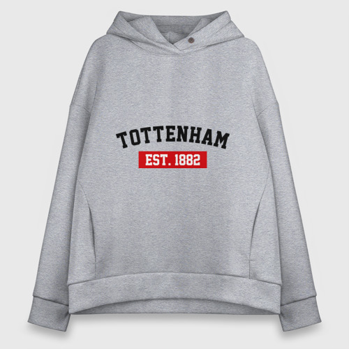 Женское худи Oversize хлопок FC Tottenham Est. 1882, цвет меланж