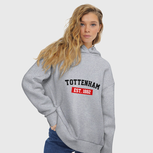 Женское худи Oversize хлопок FC Tottenham Est. 1882, цвет меланж - фото 4