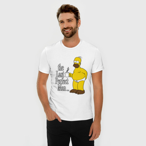 Мужская футболка хлопок Slim Homer The Last Perfect Man, цвет белый - фото 3