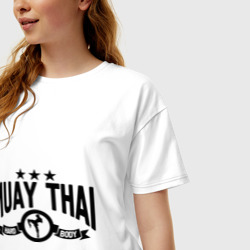 Женская футболка хлопок Oversize Muay thai boxing Тайский бокс - фото 2