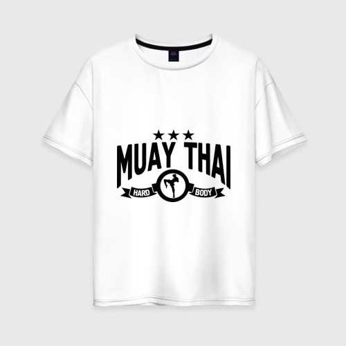 Женская футболка хлопок Oversize Muay thai boxing Тайский бокс, цвет белый