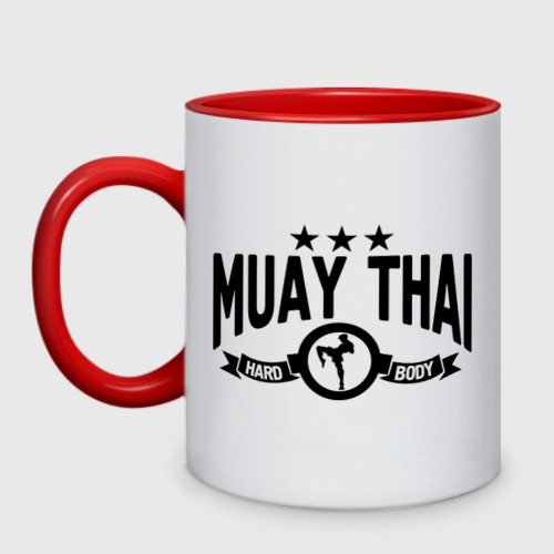 Кружка двухцветная Muay thai boxing Тайский бокс, цвет белый + красный