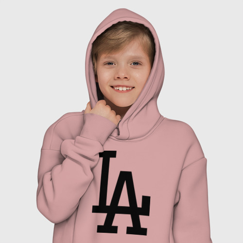 Детское худи Oversize хлопок Los Angeles, цвет пыльно-розовый - фото 12