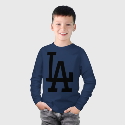 Детский лонгслив хлопок с принтом Los Angeles, фото на моделе #1