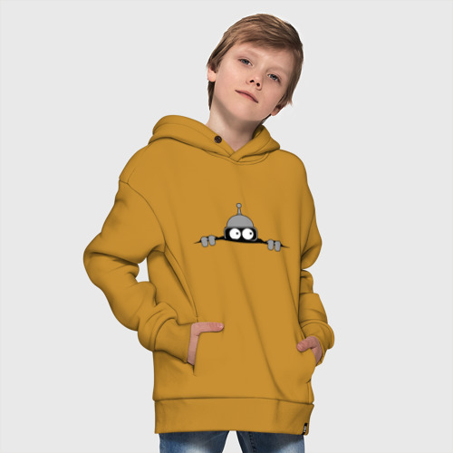 Детское худи Oversize хлопок Bender из-под футболки, цвет горчичный - фото 9