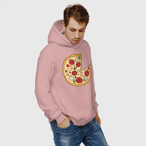 Мужское худи Oversize хлопок Пицца парная, цвет пыльно-розовый - фото 7