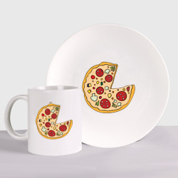 Набор: тарелка + кружка Пицца парная