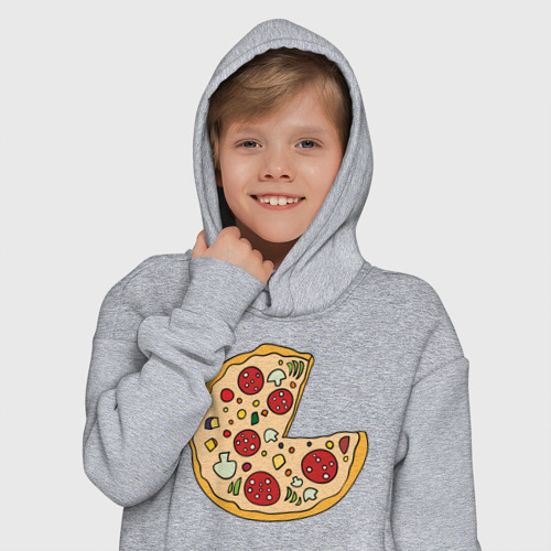 Детское худи Oversize хлопок Пицца парная, цвет меланж - фото 12