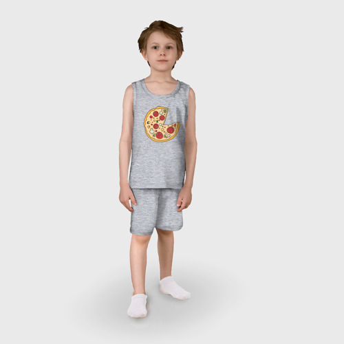 Детская пижама с шортами хлопок Пицца парная, цвет меланж - фото 3