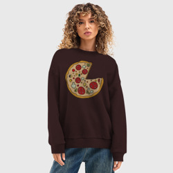 Женский свитшот oversize без начеса хлопок Пицца парная - фото 2