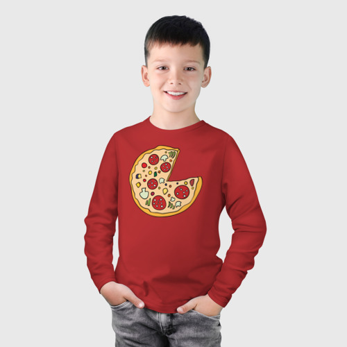 Детский лонгслив хлопок Пицца парная, цвет красный - фото 3
