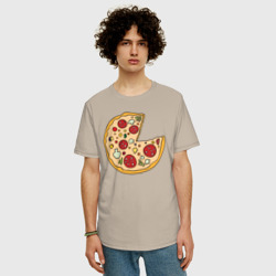 Мужская футболка хлопок Oversize Пицца парная - фото 2