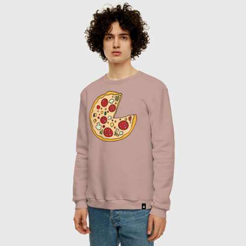 Мужской свитшот хлопок Пицца парная, цвет пыльно-розовый - фото 3