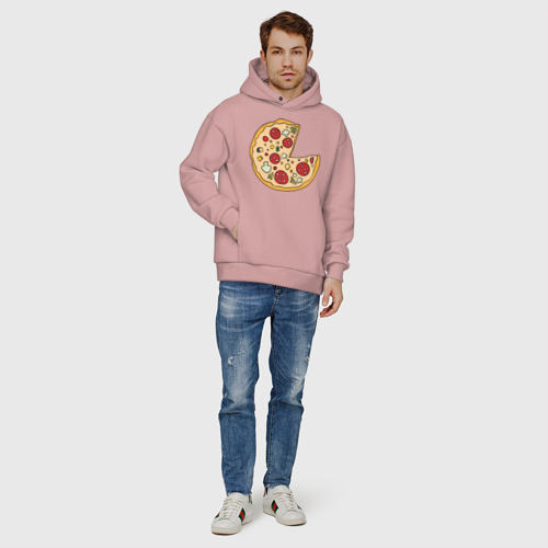 Мужское худи Oversize хлопок Пицца парная, цвет пыльно-розовый - фото 6