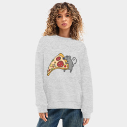 Женский свитшот oversize без начеса хлопок Кусочек пиццы парная - фото 2