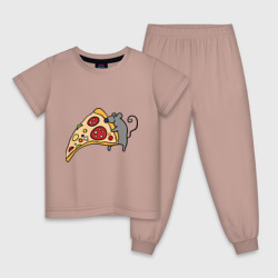 Детская пижама хлопок Кусочек пиццы парная