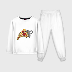 Детская пижама с лонгсливом хлопок Кусочек пиццы парная