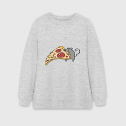 Женский свитшот oversize без начеса хлопок Кусочек пиццы парная