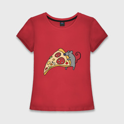 Женская футболка хлопок Slim Кусочек пиццы парная