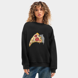 Женский свитшот oversize без начеса хлопок Кусочек пиццы парная - фото 2