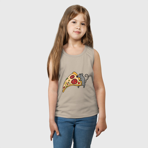 Детская майка хлопок Кусочек пиццы парная, цвет миндальный - фото 3