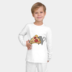 Детская пижама с лонгсливом хлопок Кусочек пиццы парная - фото 2