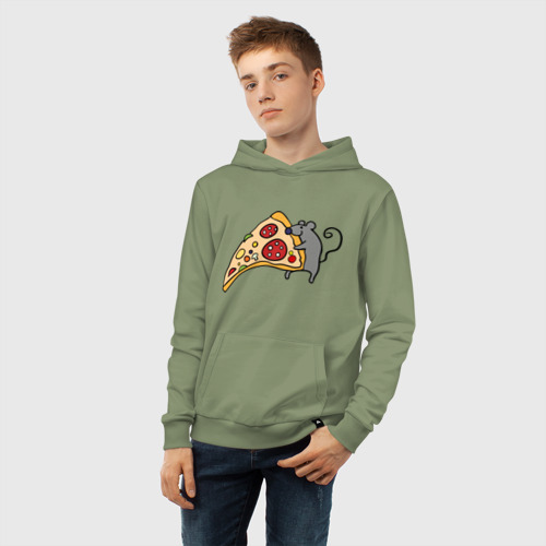 Детская толстовка хлопок Кусочек пиццы парная, цвет авокадо - фото 6