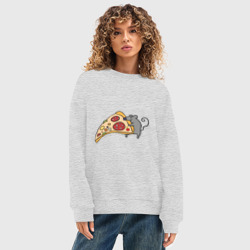 Женский свитшот oversize без начеса хлопок Кусочек пиццы парная - фото 2