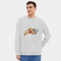 Мужской свитшот oversize без начеса хлопок Кусочек пиццы парная - фото 2