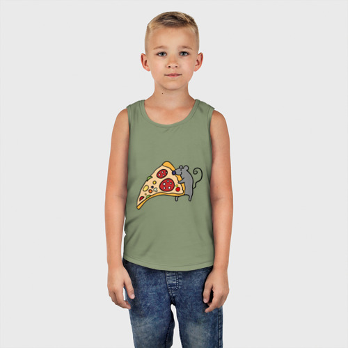 Детская майка хлопок Кусочек пиццы парная, цвет авокадо - фото 5