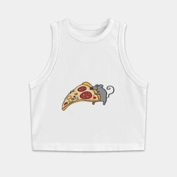 Женская укороченная майка-топ хлопок Кусочек пиццы парная