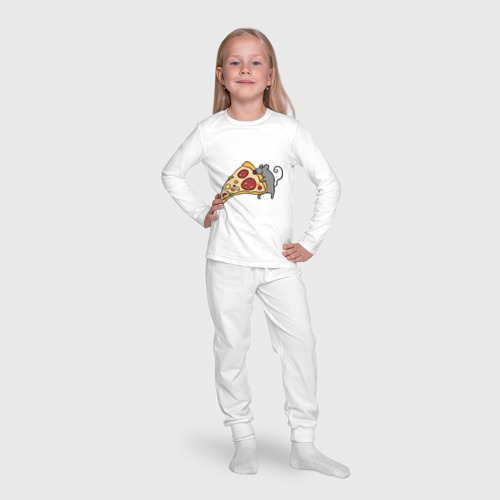 Детская пижама с лонгсливом хлопок Кусочек пиццы парная, цвет белый - фото 7