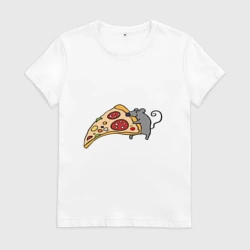 Женская футболка хлопок Кусочек пиццы парная