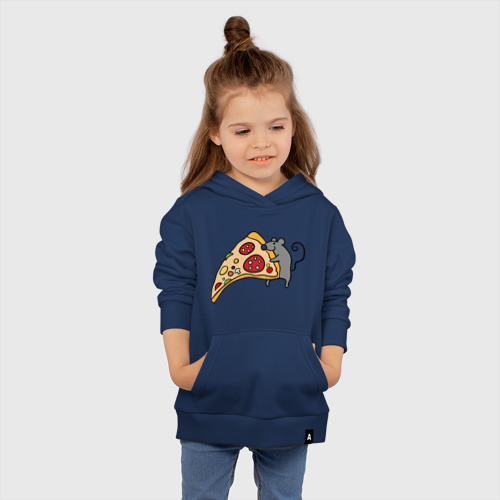 Детская толстовка хлопок Кусочек пиццы парная, цвет темно-синий - фото 4