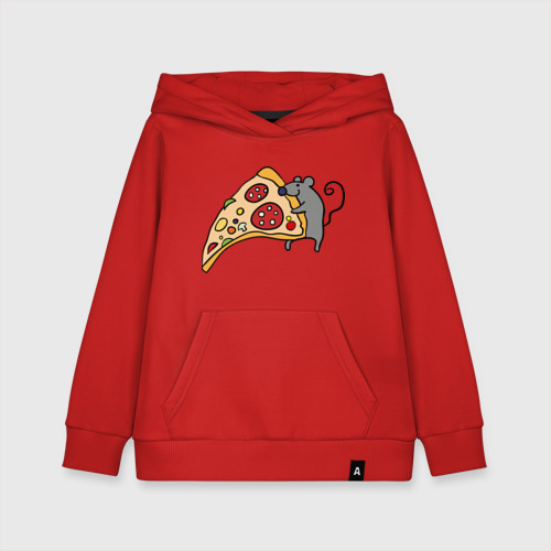 Детская толстовка хлопок Кусочек пиццы парная, цвет красный