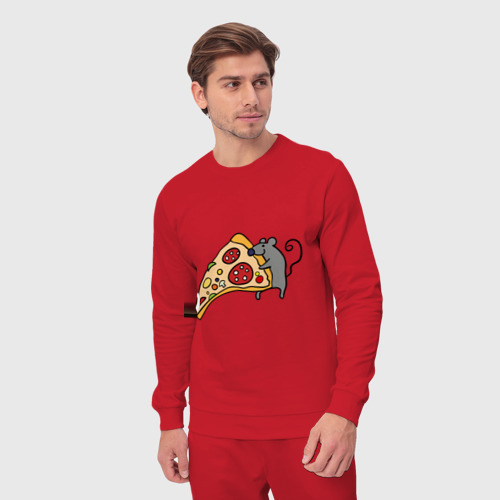 Мужской костюм хлопок Кусочек пиццы парная, цвет красный - фото 5