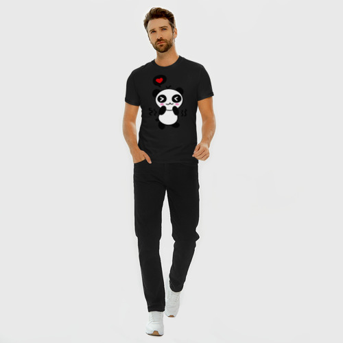 Мужская футболка хлопок Slim Panda boy, цвет черный - фото 5