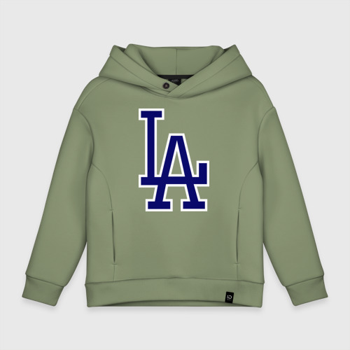 Детское худи Oversize хлопок Los Angeles Dodgers logo, цвет авокадо