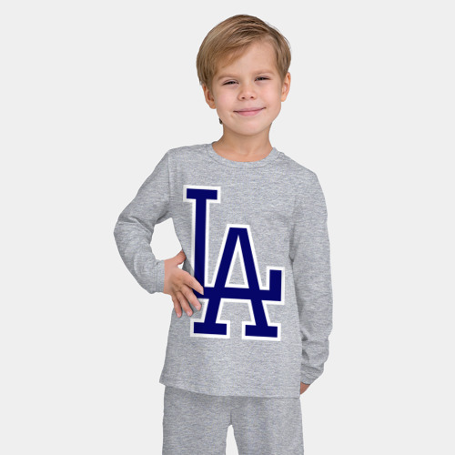 Детская пижама с лонгсливом хлопок Los Angeles Dodgers logo, цвет меланж - фото 3