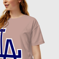 Женская футболка хлопок Oversize Los Angeles Dodgers logo - фото 2