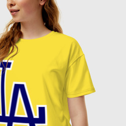 Женская футболка хлопок Oversize Los Angeles Dodgers logo - фото 2