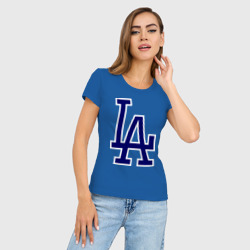 Женская футболка хлопок Slim Los Angeles Dodgers logo - фото 2