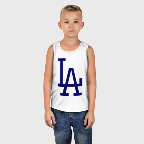 Детская майка хлопок Los Angeles Dodgers logo, цвет белый - фото 5