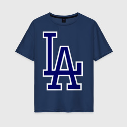 Женская футболка хлопок Oversize Los Angeles Dodgers logo