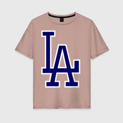 Женская футболка хлопок Oversize Los Angeles Dodgers logo