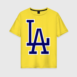 Женская футболка хлопок Oversize Los Angeles Dodgers logo