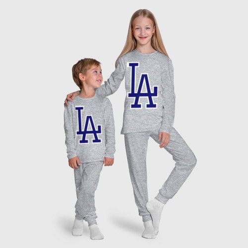 Детская пижама с лонгсливом хлопок Los Angeles Dodgers logo, цвет меланж - фото 9